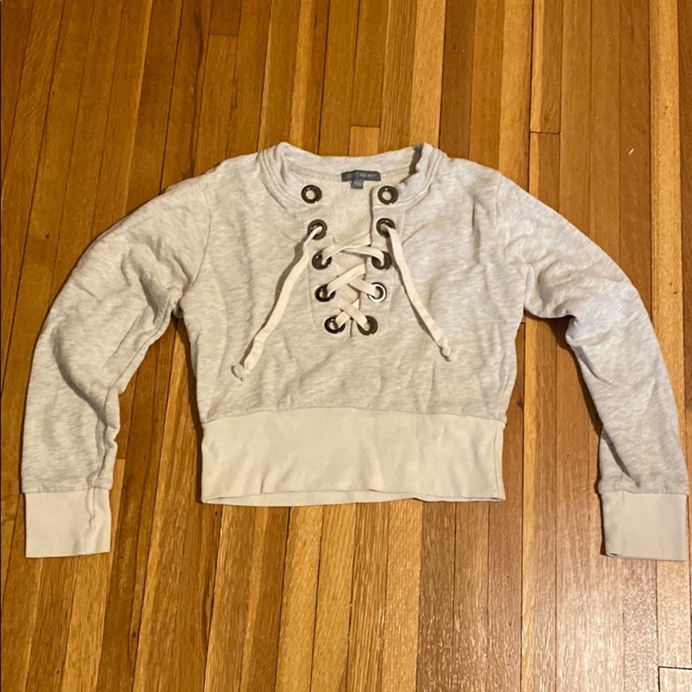 Cropped Lace Up Sweater